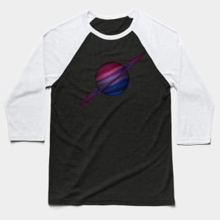 Planet and Rings in Bisexual Pride Flag Colors Baseball T-Shirt